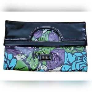Nine & Co. Black and Multicolor Floral Clutch